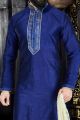 Royal Blue Art Dupion Kurta(NMK-3380)