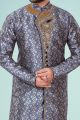 Royal Blue Banarasi Jaquard Kurta Pajama (NMK-4871)