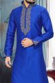 Royal Blue Giccha Silk Mens Kurta (NMK-2640)