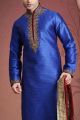 Royal Blue Jacquard Designer Kurta Pajama (NMK-2034)