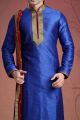 Royal Blue Jacquard Kurta Pajama for Men (NMK-2039)