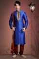 Royal Blue Jacquard Kurta Pajama for Men (NMK-2039)