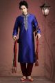 Royal Blue Tuffeta Designer Kurta Pajama (NMK-2031)