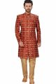 Rust Dupion Silk Indian Sherwani (NMK-4965)