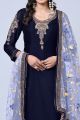 Satin Georgette Navy Blue Salwar Suit (NWS-6855)