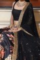 Satin Silk Black Digital Print Lehenga (NWG-1271)