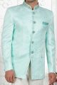 Sea Green Imported Jaquard Silk Indo Western (NMK-7206)