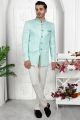 Sea Green Imported Jaquard Silk Indo Western (NMK-7206)