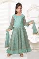 Sea Green Net, Silk Girls Salwar Kameez (NFG-214)