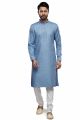 Self Printed Blue Art Silk Kurta Pajama (NMK-7502)