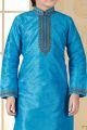 Sky Blue Art Silk Kids Kurta Pajama (NKK-652)