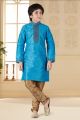 Sky Blue Art Silk Kids Kurta Pajama (NKK-652)