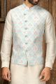 Sky Blue Art Silk Nehru Jacket (NMK-6316)