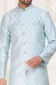 Sky Blue Banarasi Jaquard Indo Western (NMK-6894)