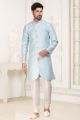 Sky Blue Banarasi Jaquard Indo Western (NMK-6894)