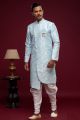 Sky Blue Banarasi Jaquard Mens Indo Western (NMK-6982)