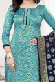 Sky Blue Banarasi Silk Salwar Suit (NWS-6380)