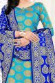 Sky Blue Banarasi Silk Salwar Suit (NWS-6413)