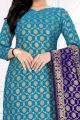 Sky Blue Banarasi Silk Salwar Suit (NWS-6418)