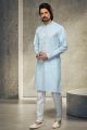 Sky Blue Cotton Kurta Pajama (NMK-6151)