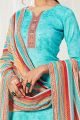 Sky Blue Cotton Salwar Kameez (NWS-5806)