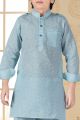 Sky Blue Cotton Silk Kids Pathani Suit (NKK-664)