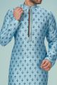 Sky Blue Digital Rayon Casual Kurta Pajama (NMK-5087)