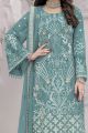 Sky Blue Faux Georgette Embroidered Salwar Suit (NWS-6961)