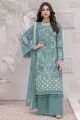 Sky Blue Faux Georgette Embroidered Salwar Suit (NWS-6961)