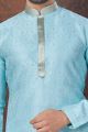 Sky Blue Jaquard Kurta Pajama (NMK-7824)