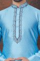 Sky Blue Jaquard Kurta Pajama (NMK-7831)