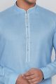 Sky Blue Linen Cotton Kurta Pajama (NMK-7587)