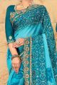 Sky Blue Moss Chiffon Saree (NWSA-5292)