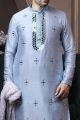 Sky Blue Silk Kurta Pajama (NMK-6044)