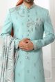 Teal Blue Art Silk Sherwani (NMK-6253)