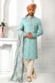 Teal Blue Art Silk Sherwani (NMK-6253)