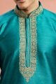 Teal Blue Banarasi Art Silk Kurta Pajama (NMK-7934)