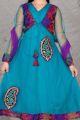 Teal Blue Net Girls Salwar Kameez (NFG-050)