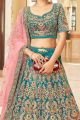 Teal Blue Velvet Lehenga Choli (NWG-1377)