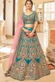 Teal Blue Velvet Lehenga Choli (NWG-1377)