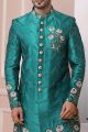 Teal Green Art Banarasi Silk Indo Western (NMK-5960)