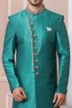 Teal Green Art Banarasi Silk Indo Western (NMK-5971)