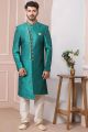 Teal Green Art Banarasi Silk Indo Western (NMK-5971)