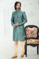 Teal Green Banarasi Silk Kurta Pajama (NMK-6702)