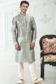 Teal Green Banarasi Silk Kurta Pajama (NMK-6708)