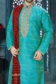 Teal Green Banglori Silk Designer Kurta Pajama (NMK-3822)