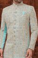 Teal Green Lucknowi Sherwani (NMK-5907)