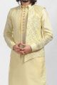 Thread work Art Silk Yellow Nehru Jacket (NMK-6577)