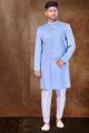 Water Blue Imported Mens Indo Western (NMK-6763)