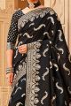 Weaving Jaquard Silk Black Saree (NWSA-6164)